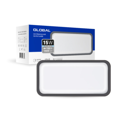 Антивандальний LED-світильник GLOBAL 1-GBH-08-1550-R 15W 5000K