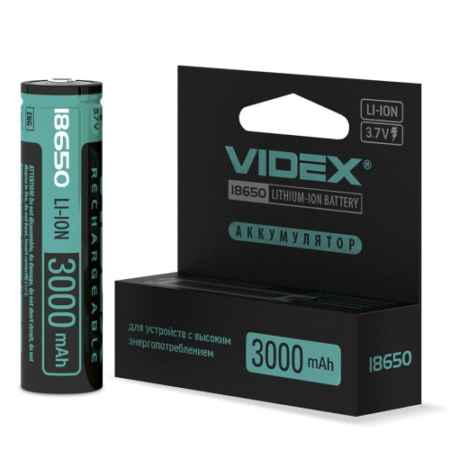 Акумулятор Videx літій-іонний 18650-P (захист) 3000mAh color box/1шт