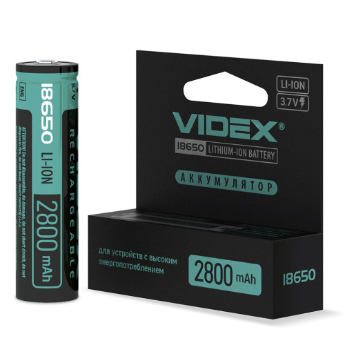 Акумулятор Videx літій-іонний 18650-P (захист) 2800mAh color box/1шт