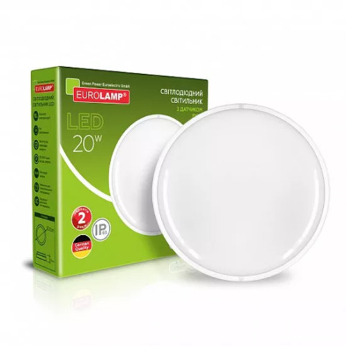 Світлодіодний EUROLAMP LED Світильник круглий накладний ЖКХ з датчиком руху 20W 4000K