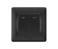 Вимикач двоклавішний з підсвіткою чорний графіт VIDEX BINERA (VF-BNSW2L-BG)