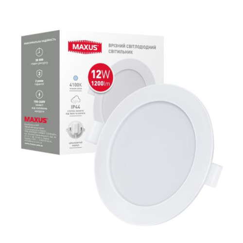Світильник світлодіодний 1-RDL-1241-IP MAXUS RDL 12W 4100K IP44