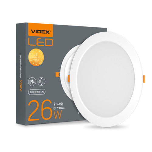LED світильник Back вбудований круглий VIDEX 26W 5000K (VL-DLBR-265)