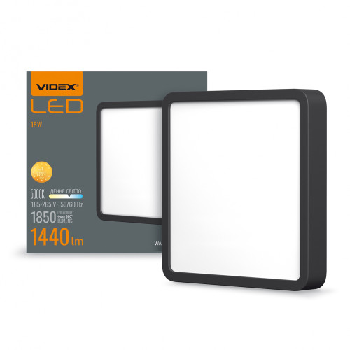 LED Світильник накладний квадрат VIDEX 18W 5000K Black (VL-DLSS-185B)