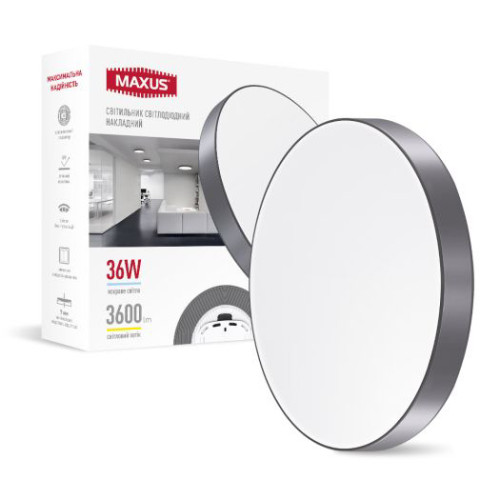 Світильник світлодіодний 1-MSP-3641-SLG MAXUS SP Ceiling 36W 4100K Circle Slim Gray