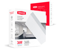 Накладний настінно-стельовий світлодіодний світильник 1-MSP-3641-SSW MAXUS SP Ceiling 36W 4100K Square Slim White