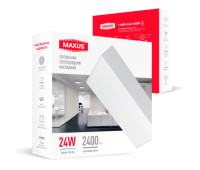 Накладний настінно-стельовий світлодіодний світильник 1-MSP-2441-SSW MAXUS SP Ceiling 24W 4100K Square Slim White