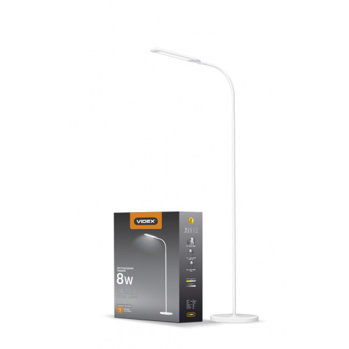 LED торшер білий VIDEX TF0702W 8W 3000-5500K (VL-TF0702W)
