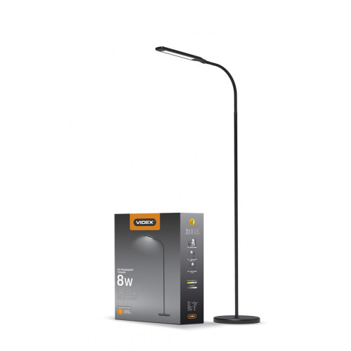 LED торшер чорний VIDEX TF0702B 8W 3000-5500K (VL-TF0702B)