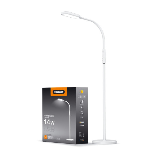 LED торшер білий VIDEX TF07W 14W 3000-5500K (VL-TF07W)