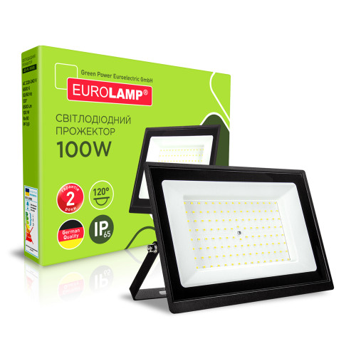 Світлодіодний LED SMD Прожектор чорний з радіатором 100W 6500K EUROLAMP