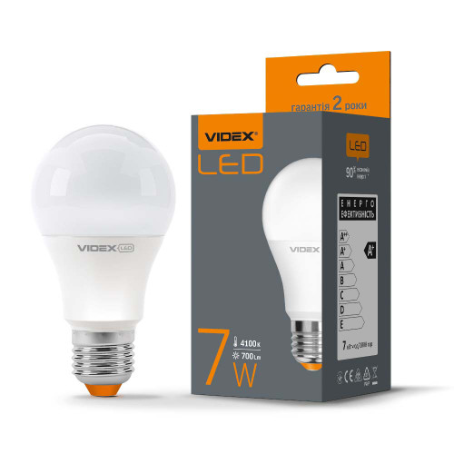 LED лампа VIDEX A60e 7W E27 4100K (VL-A60e-07274)