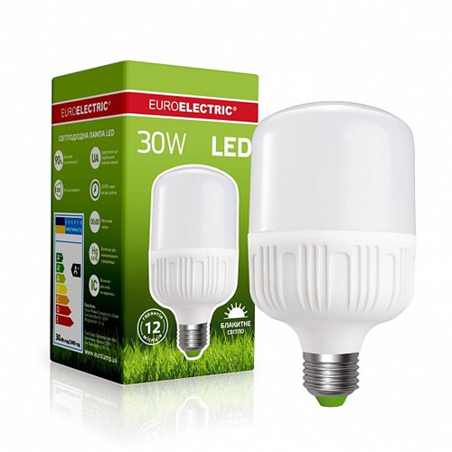 Світлодіодна EUROELECTRIC LED Лампа високопотужна 30W E27 6500K (LED-HP-30276(P))