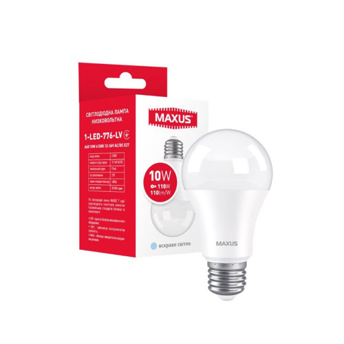 Лампа світлодіодна низковольтна 1-LED-776-LV MAXUS A60 10W 4100K 12-36V AC/DC E27